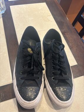 Converse Black CanvasSneakers with Gold Speck Toe